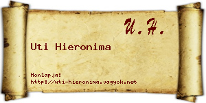 Uti Hieronima névjegykártya